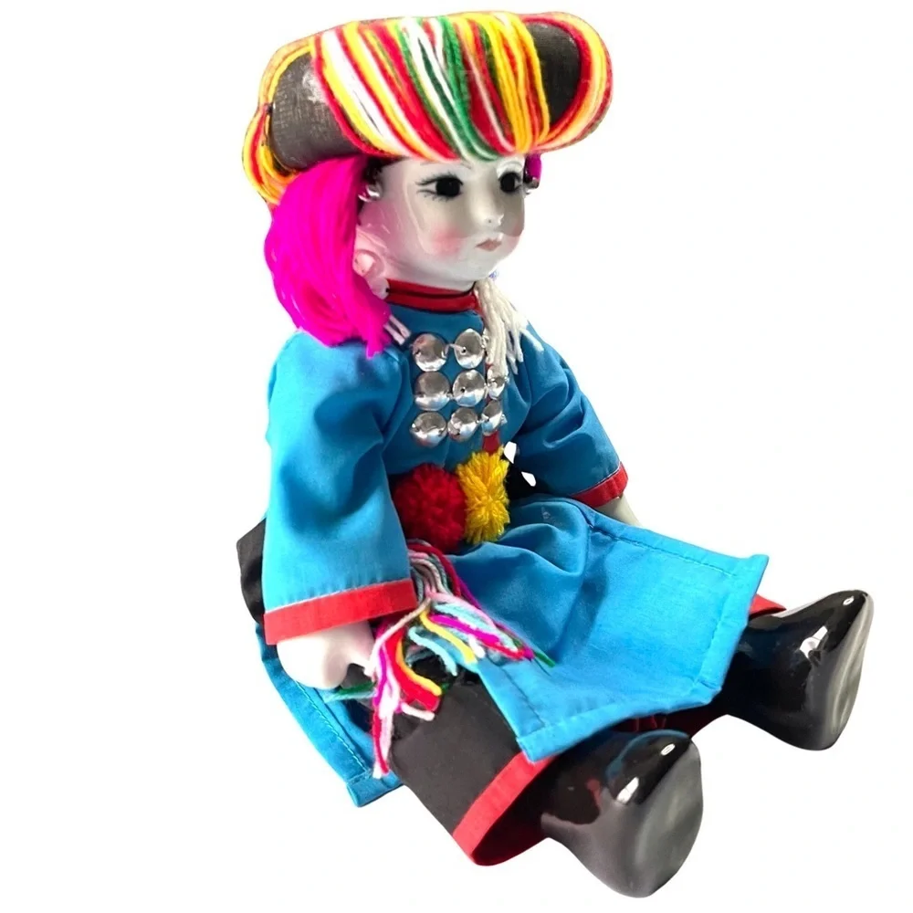 Vintage Thailand Lisu Hill Tribe Village 13” Female Porcelain Doll